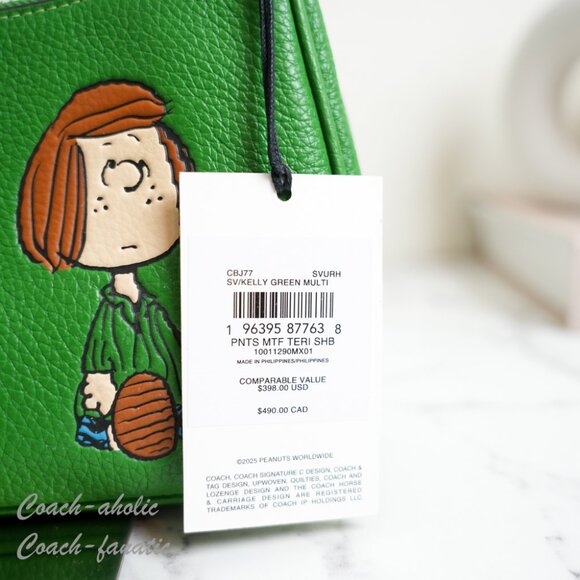 NWT CBJ77  Coach X Peanuts Teri Shoulder Bag With Peppermint Patty - Picture 3 of 10